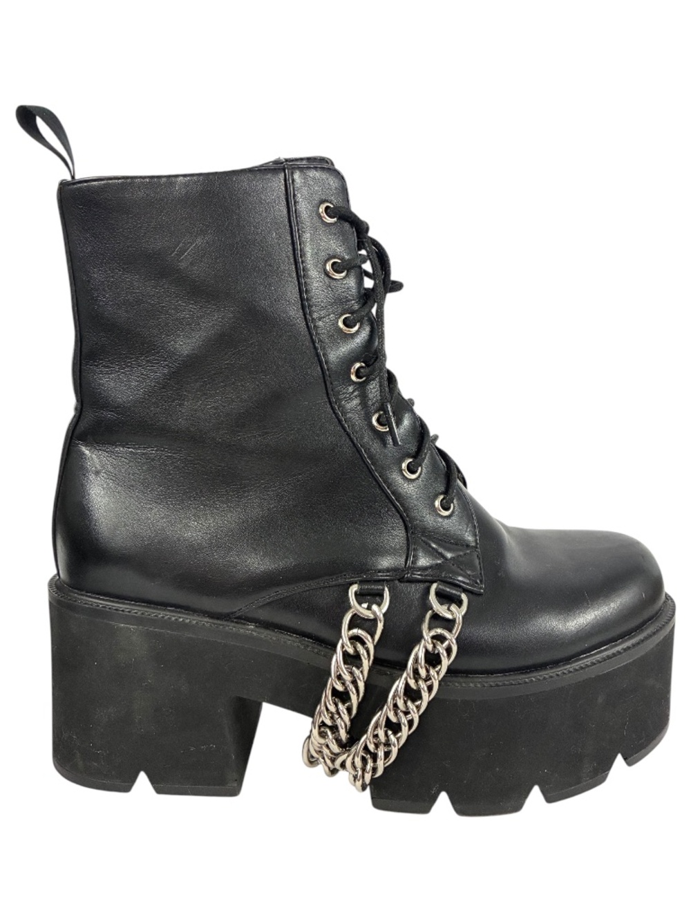 Lamoda Cyberpunk Chain Platform Boots 8 Lace-up Combat Black Goth Stomper Shoes